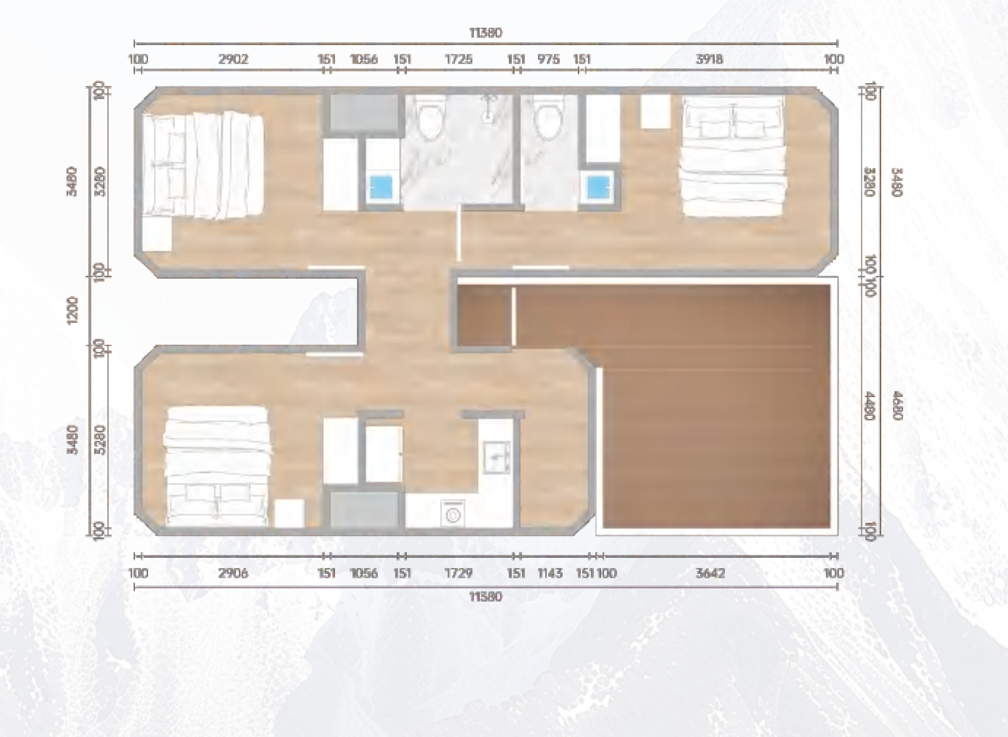MH7-40+MH7-23 dimensioned floor plan