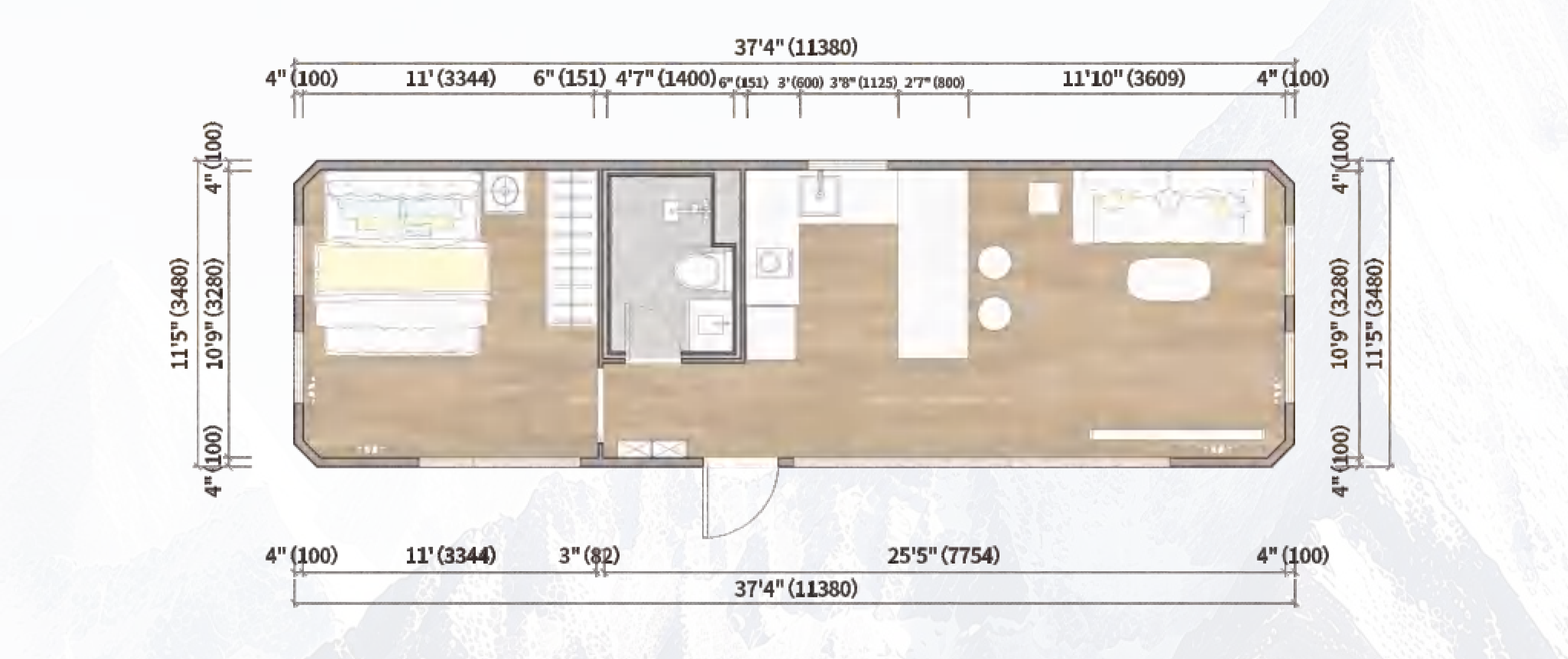 MG3-40A dimensioned floor plan