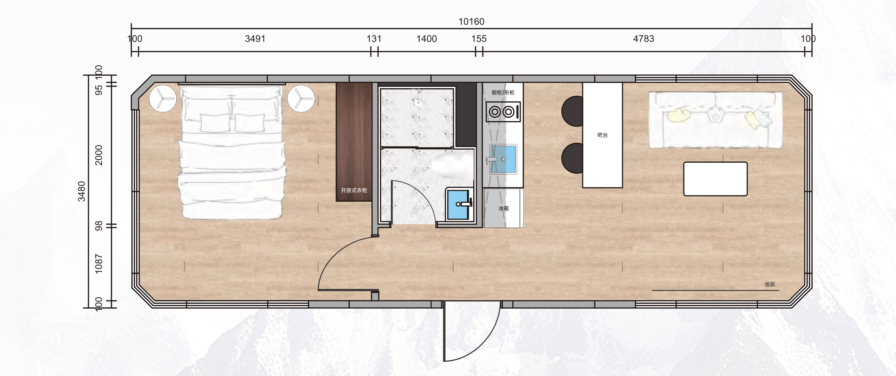 MG8-35 dimensioned floor plan