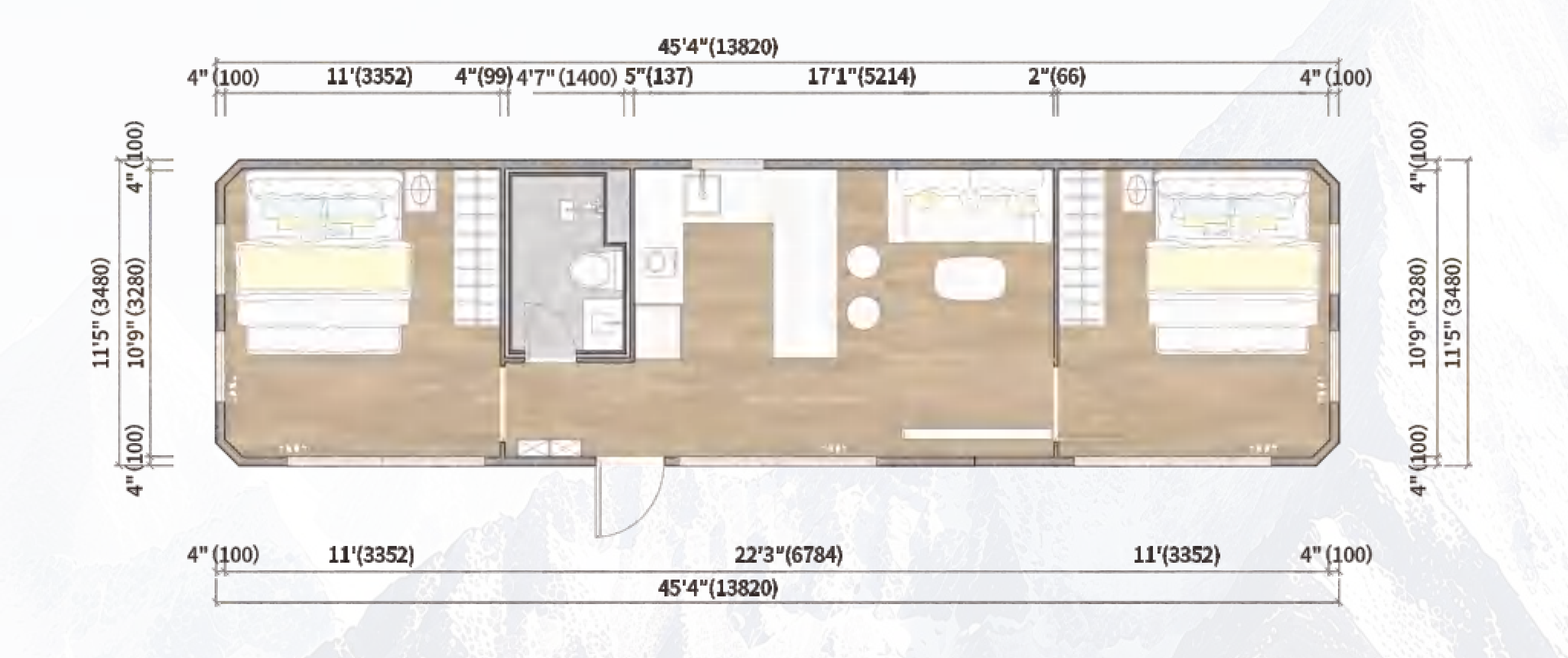 MH7-48 dimensioned floor plan